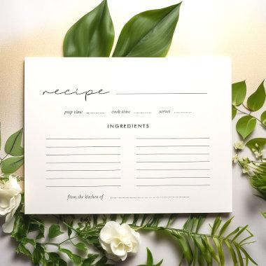 Handwritten minimalist Bridal shower recipe Invitations