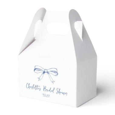 Handwritten Script Coquette Bow Blue  Favor Boxes