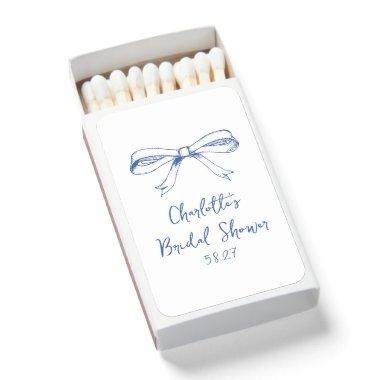 Handwritten Script Coquette Bow Blue  Matchboxes