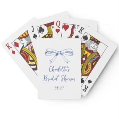 Handwritten Script Coquette Bow Blue  Poker