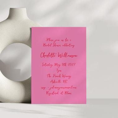 Handwritten Script Pink Red Quirky Bridal Shower Invitations