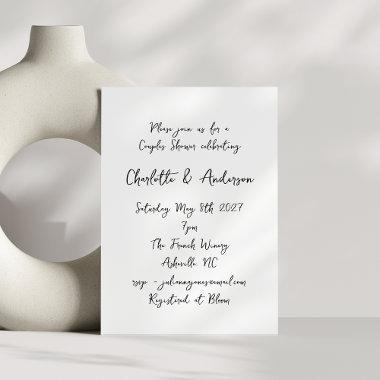 Handwritten Script Whimsy Quirky Couples Shower Invitations