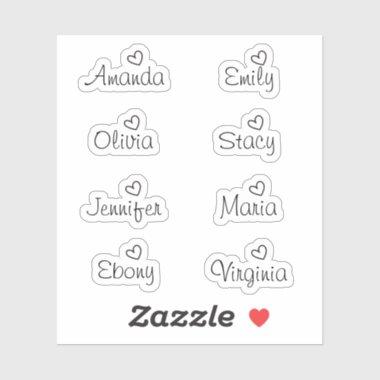 Handwritten Signature Heart Script Name Sticker