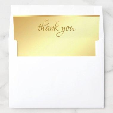 Handwritten Thank You Script Elegant Gold Template Envelope Liner