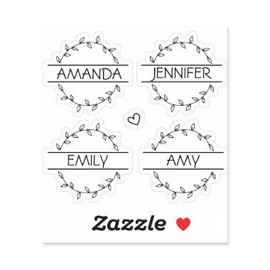 Handwritten Transparent Floral Personalized Name Sticker