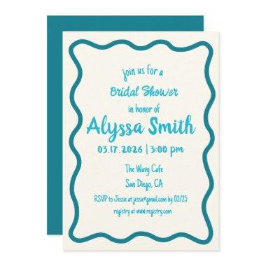 Handwritten Wavy Border Retro Teal