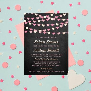 Hanging String Love Hearts Bridal Shower Real Foil Invitations