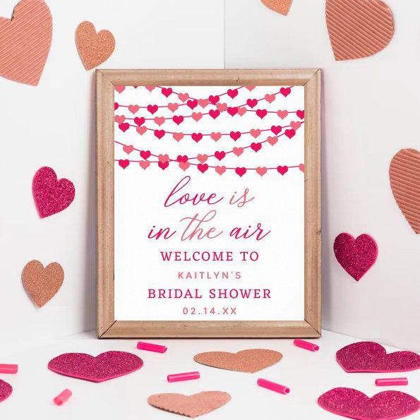 Hanging String Love Hearts Bridal Shower Welcome Poster