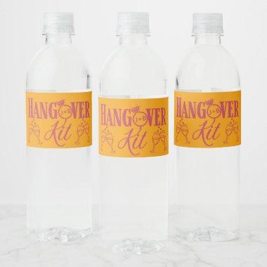 Hangover Kit-Magenta and Orange Tropical Wedding Water Bottle Label