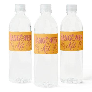 Hangover Kit-Magenta and Orange Tropical Wedding Water Bottle Label