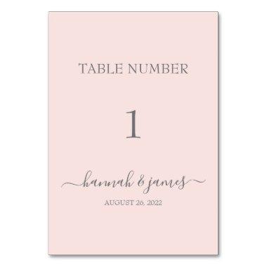 Hannah | Romantic Blush Pink Calligraphy Table Number