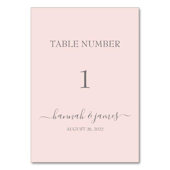 Hannah | Romantic Blush Pink Calligraphy Table Number