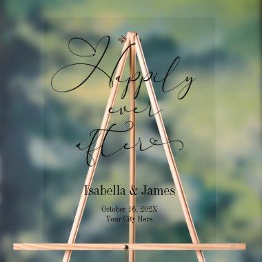 Happily Ever After Elegant Wedding Welcome Acrylic Sign