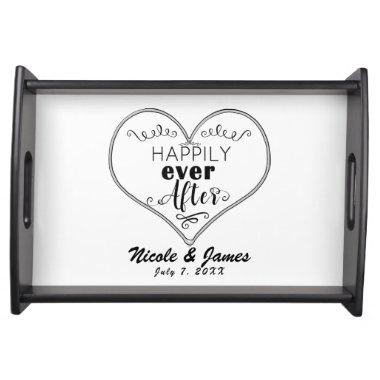 Happily Ever After Modern Fairy Tale Heart Wedding Serving Tray