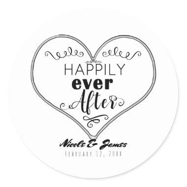 Happily Ever After Modern Fairy Tale Wedding Favor Classic Round Sticker