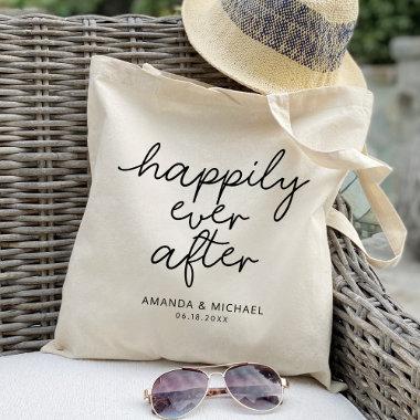 Happily ever after personalized wedding tote bag