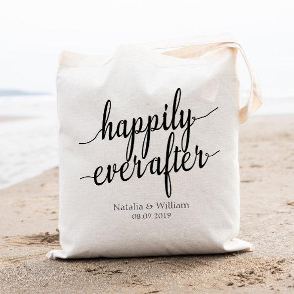 Happily ever after Personalized Wedding Welcome Tote Bag