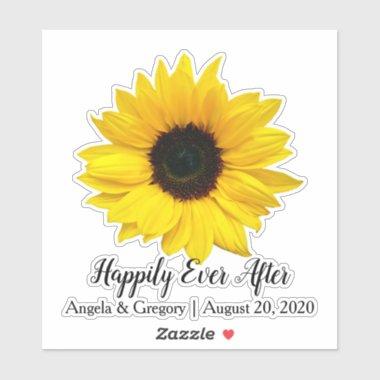 Happily Ever After Sunflower Wedding Sticker