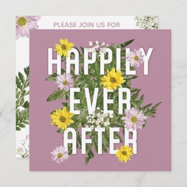 Happily Every After Dusty Rose Bridal Shower Invitations
