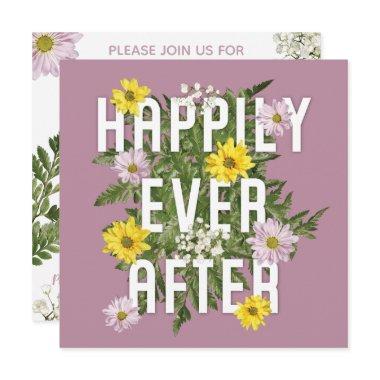 Happily Every After Dusty Rose Bridal Shower Invitations