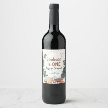 Happy Camper 1st Birthday Wine Bottle Label