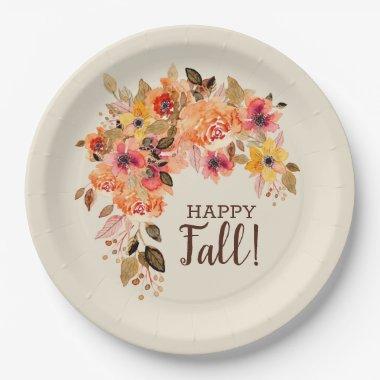 Happy Fall Autumn Floral Swag Paper Plates