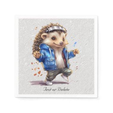 Happy Hedgehog Watercolor Paper Napkin