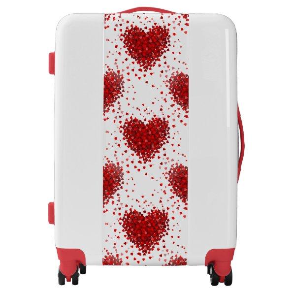 happy valentines day hearts luggage