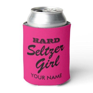 Hard seltzer girl pink beverage holder can cooler