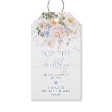 Hargrove Blue Floral Pop The Bubbly Champagne Gift Tags