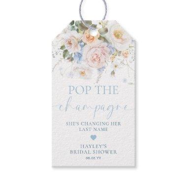 Hargrove Blue Floral Pop The Champagne Shower Gift Tags