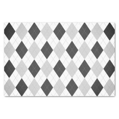 Harlequin Patterns Black White Grey Classy Modern Tissue Paper