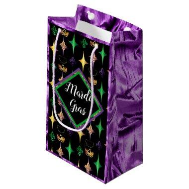 Harlequins Beads Mask Fleur de Lis Mardi Gras Small Gift Bag
