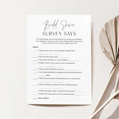 HARLOW Minimal Bridal Shower Survey Says Game Invitations