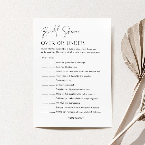 HARLOW Over Or Under Bridal Shower Game Invitations