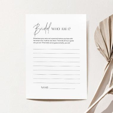 HARLOW Who Am I Bridal Shower Game Invitations