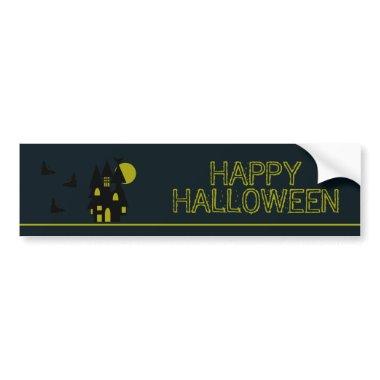 Haunted House, Happy Halloween Bumper Sticker