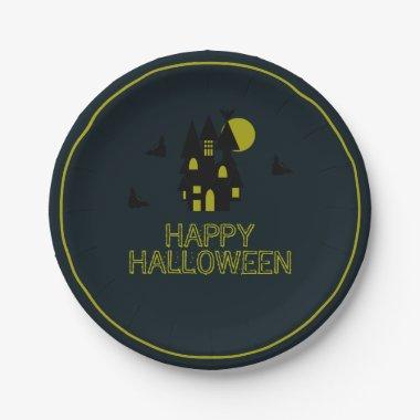Haunted House, Happy Halloween Paper Plates