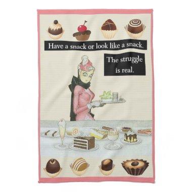 Have a Snack or Look Like a Snack. Vintage Funny Kitchen Towel