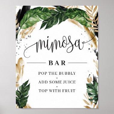 Hawai tropical leaves flowers gold mimosa bar sign