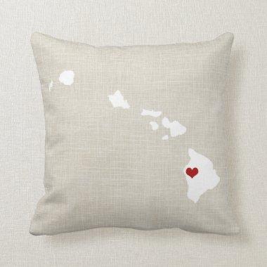 Hawaii State Pillow Faux Linen Personalized