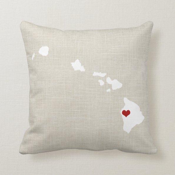 Hawaii State Pillow Faux Linen Personalized