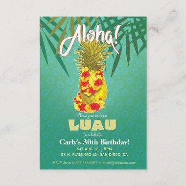 Hawaiian Luau Party Invitations