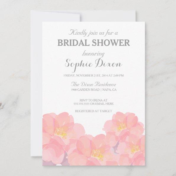 Hawaiian Pink Floral Bridal Shower Invitations