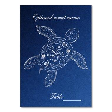 Hawaiian Sea Turtle Blue Beach Party Table Number