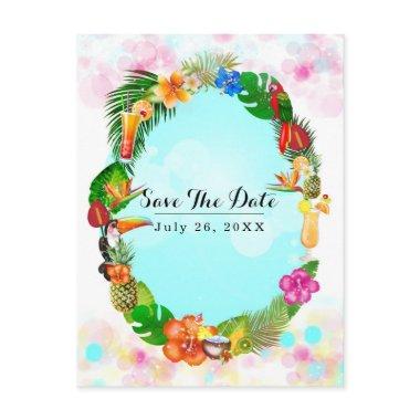 Hawaiian Tropical Summer Frame Save the Date Party Announcement PostInvitations