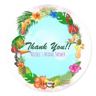 Hawaiian Tropical Summer Things Frame Luau Party Classic Round Sticker