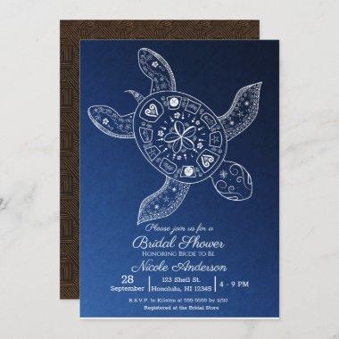 Hawaiian Tropical Turtle Blue Bridal Shower Invitations