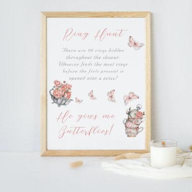 He Gives Butterflies Tea Floral Shower Ring Game Poster