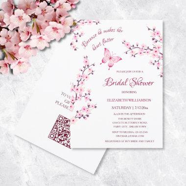 He Gives Her Butterflies | Qr Code Bridal Shower Invitations